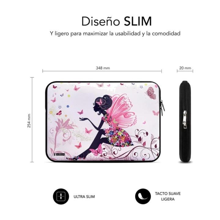 SUBBLIM Capa de neoprene com design de fadas para notebook