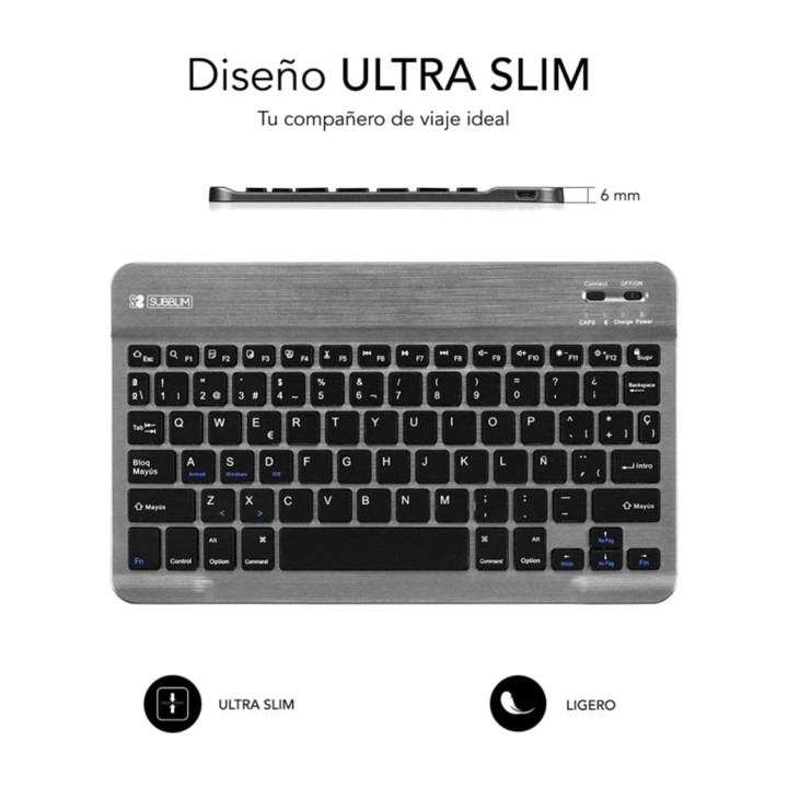 SUBBLIM Teclado bluetooth compacto para tablet y móvil