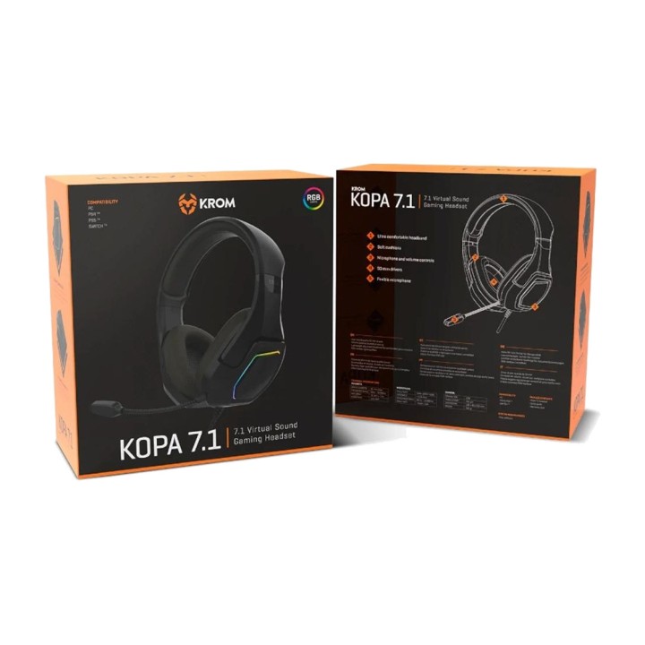 KROM USB gaming headset with virtual surround sound KOPA