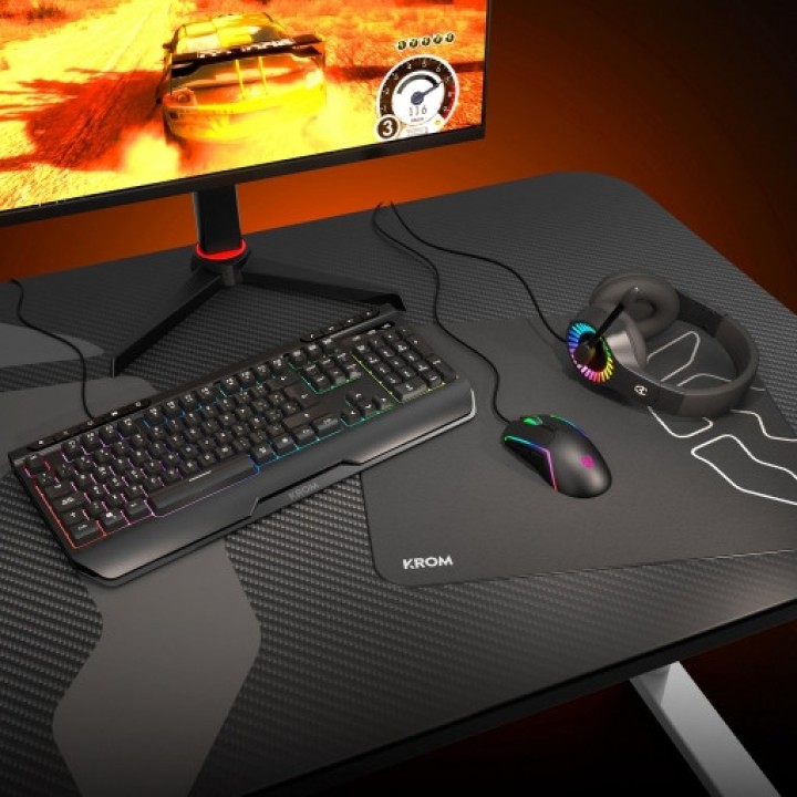 KROM Gaming-Peripheriepaket mit Tastatur, Maus, Mauspad und