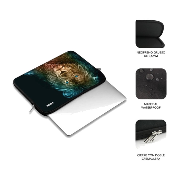 SUBBLIM Custodia in neoprene con design di leoni per laptop