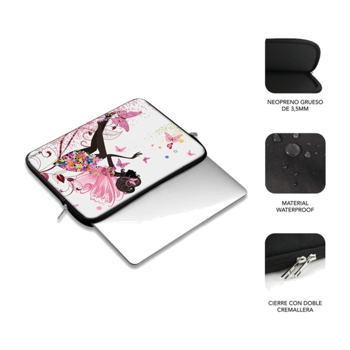 SUBBLIM Neoprene laptop sleeve with fairy design for