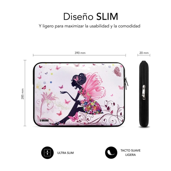 SUBBLIM Housse d’ordinateur portable en néoprène avec motif