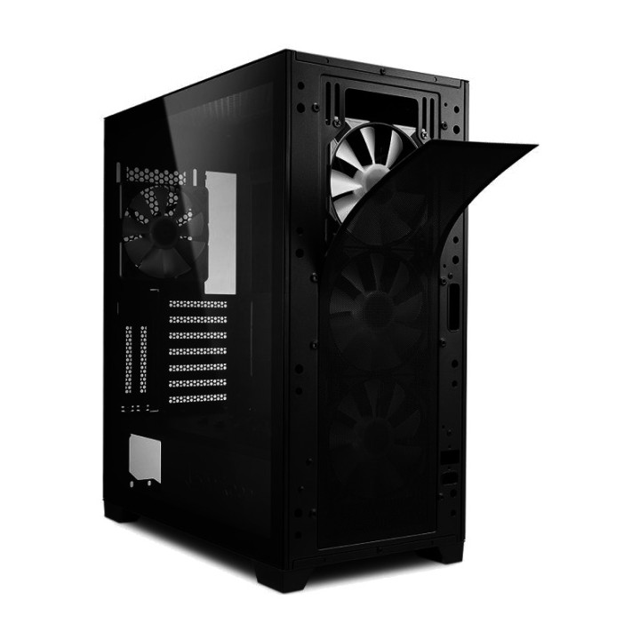 SHARKOON Mid-tower PC case with tempered glass and 4 RGB
