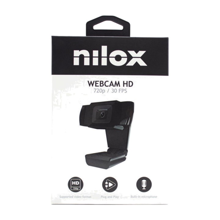 NILOX Webcam with integrated microphone and fixed focus