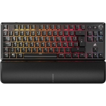 clavier gaming mécanique sans fil sans pavé numérique, disposition espagnole k70-core tkl rgb-mlx-red-v2