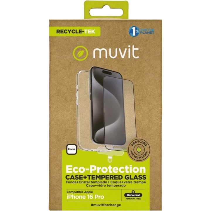 MUVIT Recycled phone case with tempered glass screen
