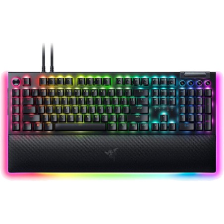 teclado mecánico gaming con dial de control, reposamuñecas magnético y distribución estadounidense blackwidow-v4 pro green-switch