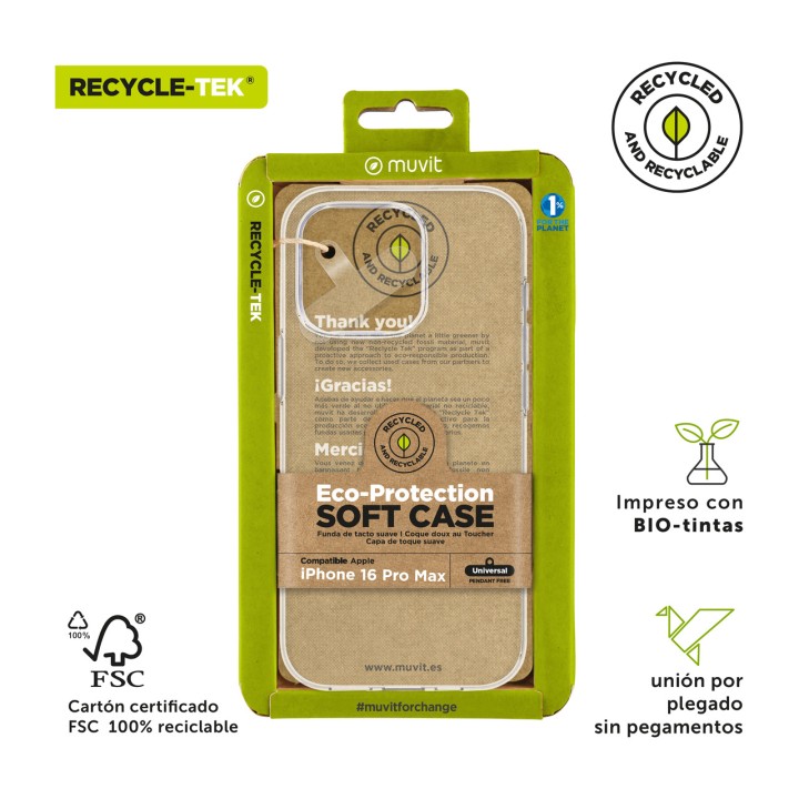 MUVIT Custodia per cellulare riciclata RECYCLETEK-IPHONE 16