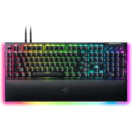 clavier mécanique gaming avec molette de contrôle, switches linéaires silencieux et disposition américaine blackwidow-v4 pro yellow-switch