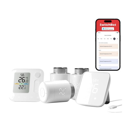 kit di 3 termostati intelligenti per radiatore con comando a parete e hub climate-panel hub2-combo