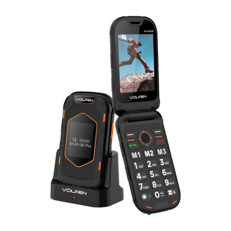 teléfono móvil resistente con tapa y doble pantalla para personas mayores ranger-240x320