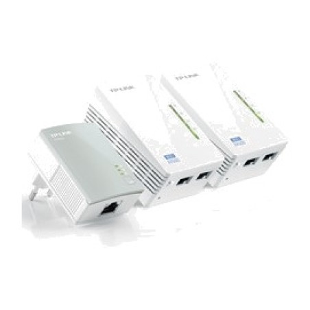 kit de 3 adaptateurs cpl par réseau électrique pour wifi n et ethernet av600 300mbps 2+1