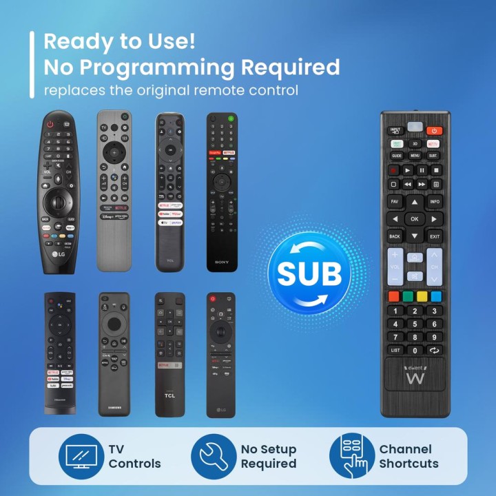 EWENT Télécommande universelle pour Smart TV LG, Samsung,