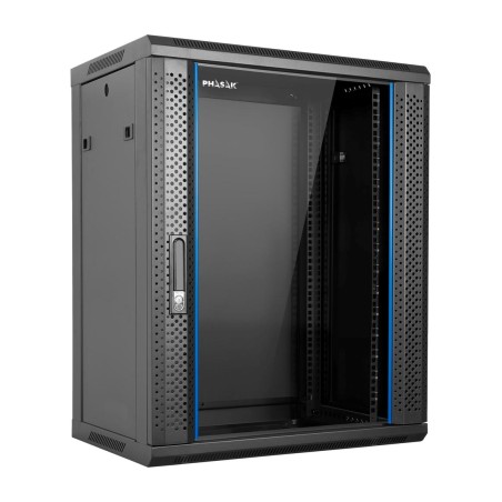 wall-mounted rack cabinet with tempered glass door 19" 12u 600x600mm pro pho-3112