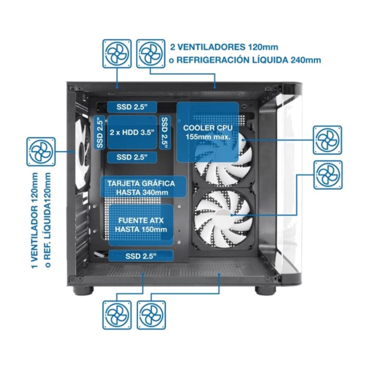 COOLBOX Caixa de computador gaming com vidro temperado