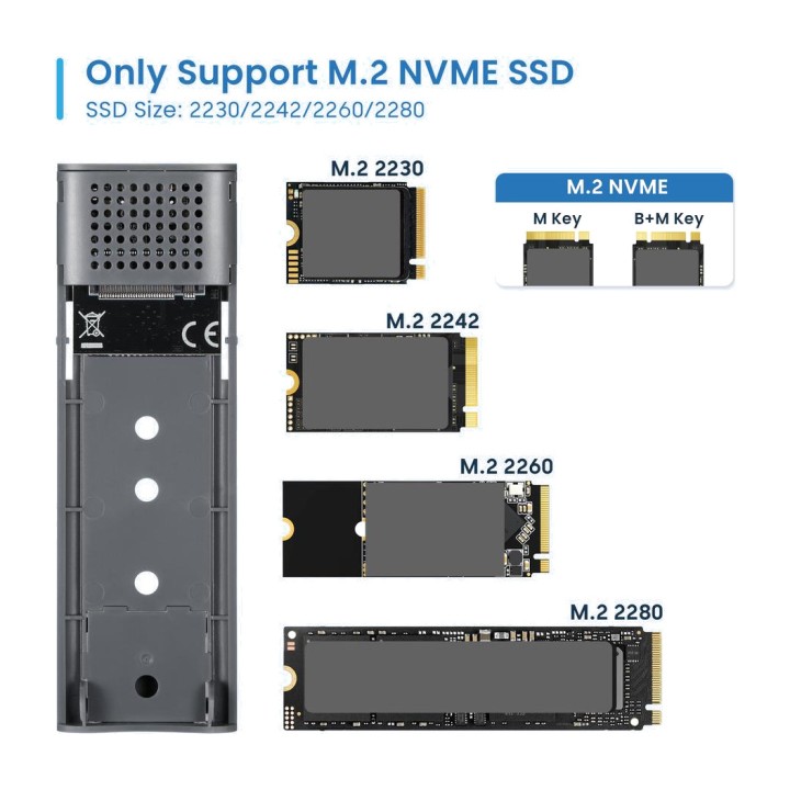 EWENT Aluminium external USB-C enclosure for M.2 NVMe SSD