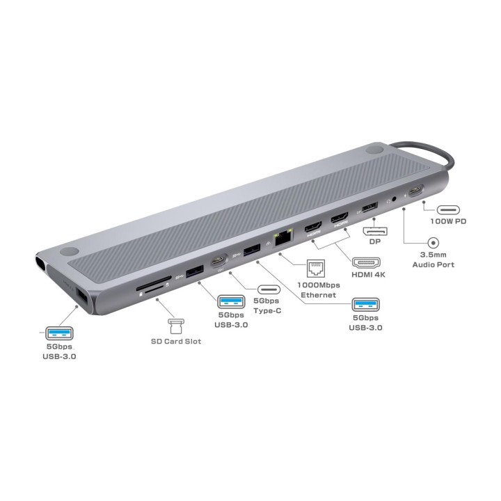 EWENT 12-in-1-USB-C-Dockingstation für Laptops EW1150