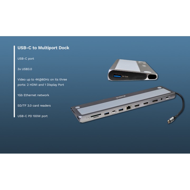 EWENT 12-in-1 USB-C docking station for laptop EW1150