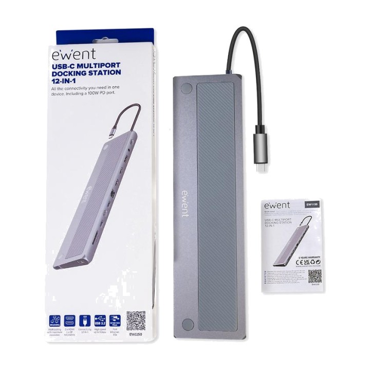 EWENT Docking station USB-C 12 in 1 per laptop EW1150