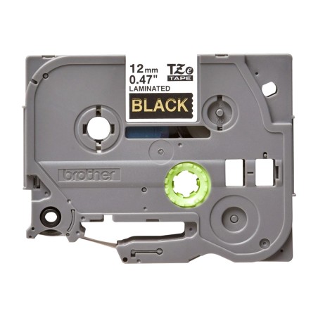 ruban laminé doré sur fond noir pour étiqueteuse tze-334 12mm