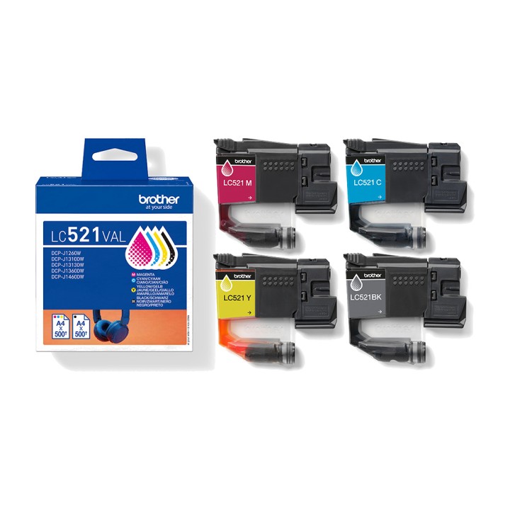 BROTHER Pack of 4 original ink cartridges LC-521