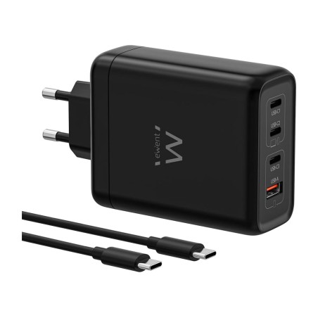 cargador rápido de pared gan ew1337 140w 3xusb-c 1xusb-a