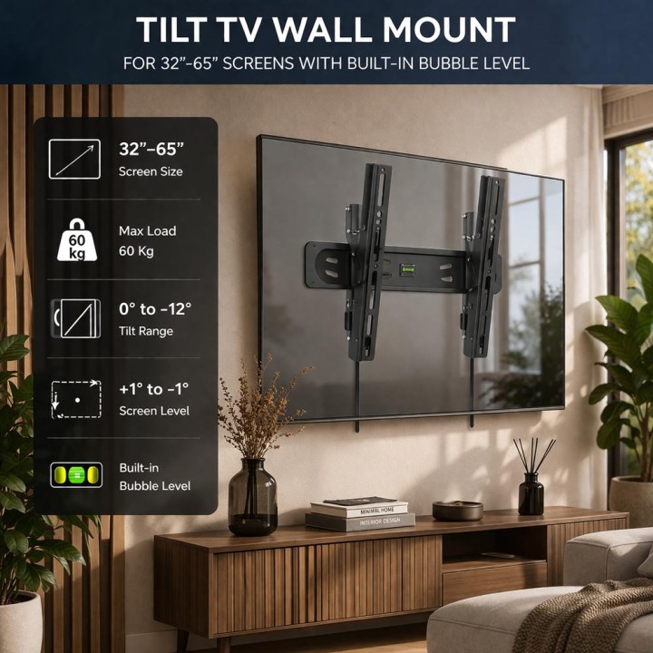 EWENT Support mural inclinable extra-plat pour téléviseur