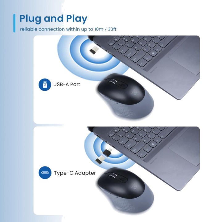 EWENT Kabellose Multi-Device-Maus mit Dreifachverbindung
