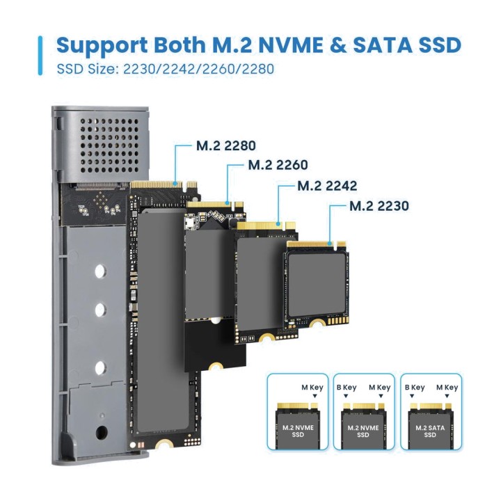EWENT Externes USB-C-Aluminiumgehäuse für M.2-NVMe- und
