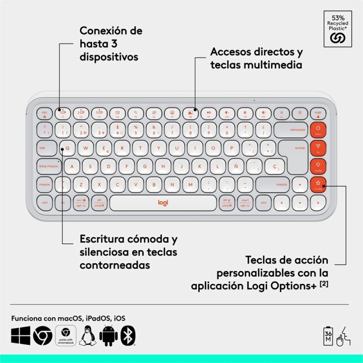 LOGITECH Wireless keyboard with customizable emoji keys in