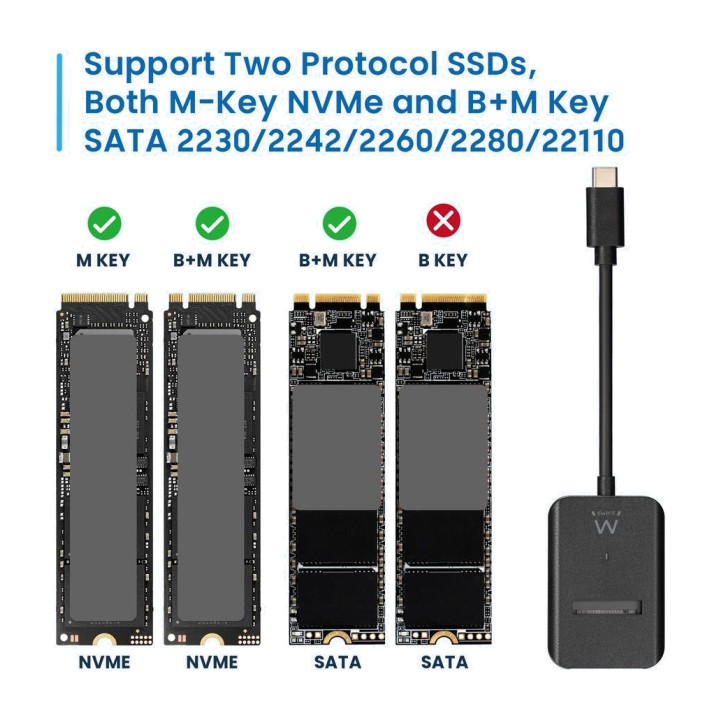 EWENT Základna USB-C pro SSD M.2 NVMe a SATA EW7066
