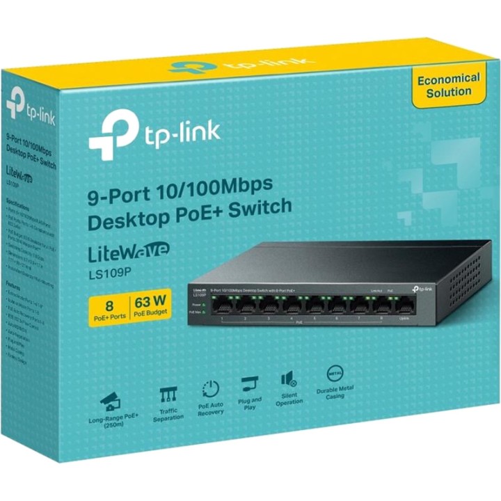 TP-LINK Switch Fast Ethernet non gestito a 9 porte con 8