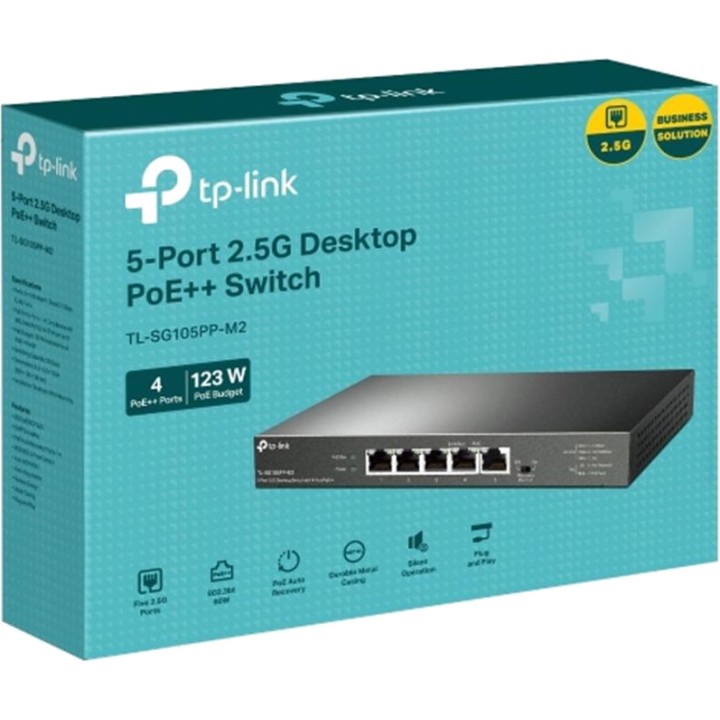 TP-LINK Unmanaged 2,5G-Switch mit 5 Ports und 4 PoE++-Ports