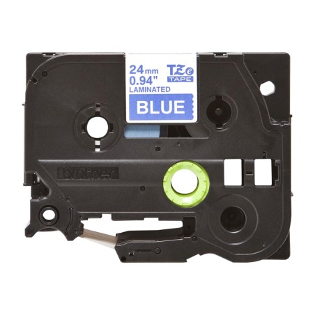 cinta laminada blanco sobre fondo azul para rotuladora tze-555 24mm