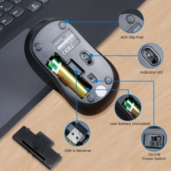 EWENT Souris optique sans fil avec nano-récepteur EW3218