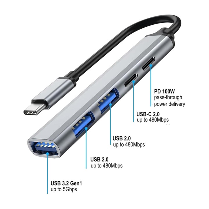 EWENT Hub USB-C multipport 5-en-1 avec charge PD EW1149