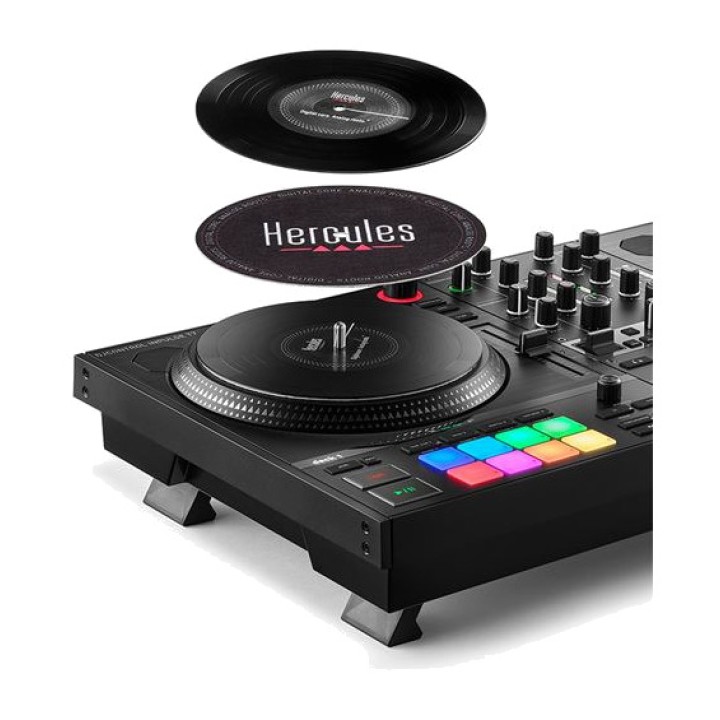 HERCULES Contrôleur DJ motorisé 2 decks avec plateaux de 7
