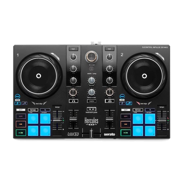 HERCULES Controladora de DJ USB de 2 decks con tarjeta