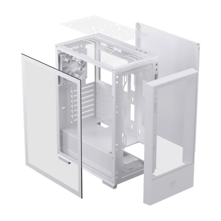 EINAREX ATX-Gaming-Midi-Tower-Gehäuse mit gehärtetem Glas