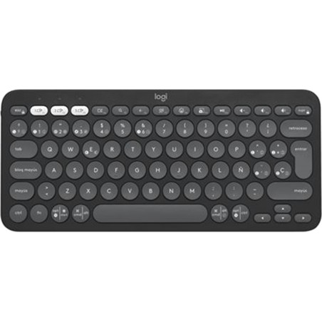 kompakte bluetooth-multigerätetastatur auf spanisch pebble-keys-2 k380s qwerty-es