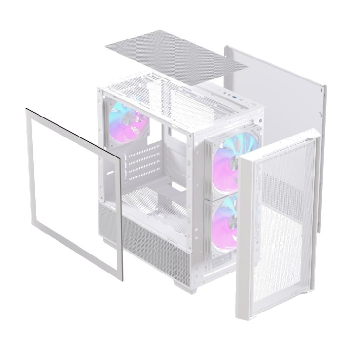 EINAREX Caja de PC gaming Micro ATX con cristal templado