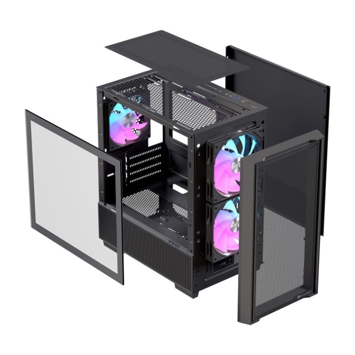 EINAREX Boîtier PC gaming micro ATX avec verre trempé PULSE