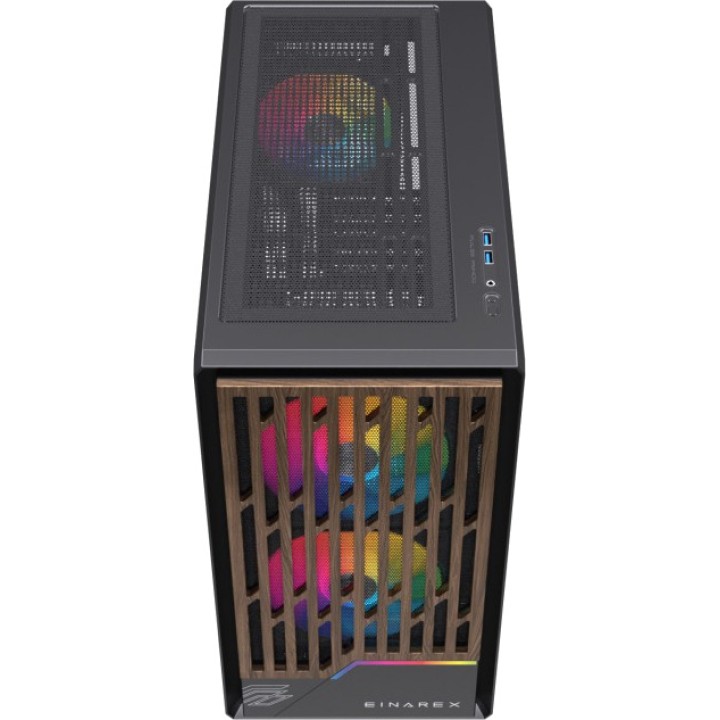 EINAREX Micro-ATX-Gaming-PC-Gehäuse mit gehärtetem Glas