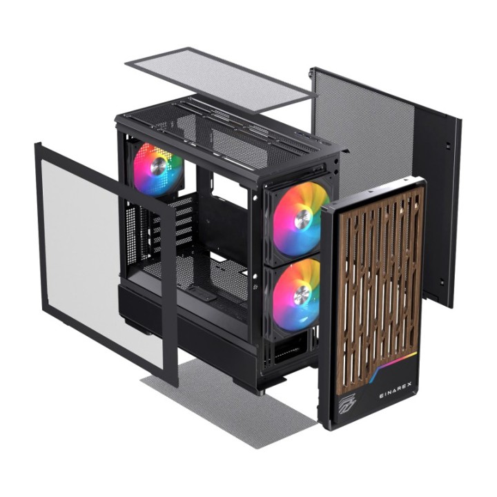 EINAREX Boîtier PC gaming micro ATX avec verre trempé PULSE