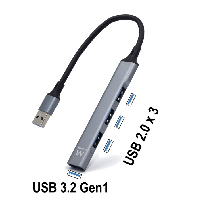 EWENT Hub USB extra-plat à 4 ports EW1144 3.2 GEN1 2.0