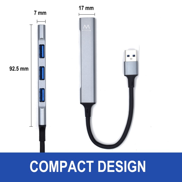 EWENT Ultraflacher USB-Hub mit 4 Ports EW1144 3.2 GEN1 2.0