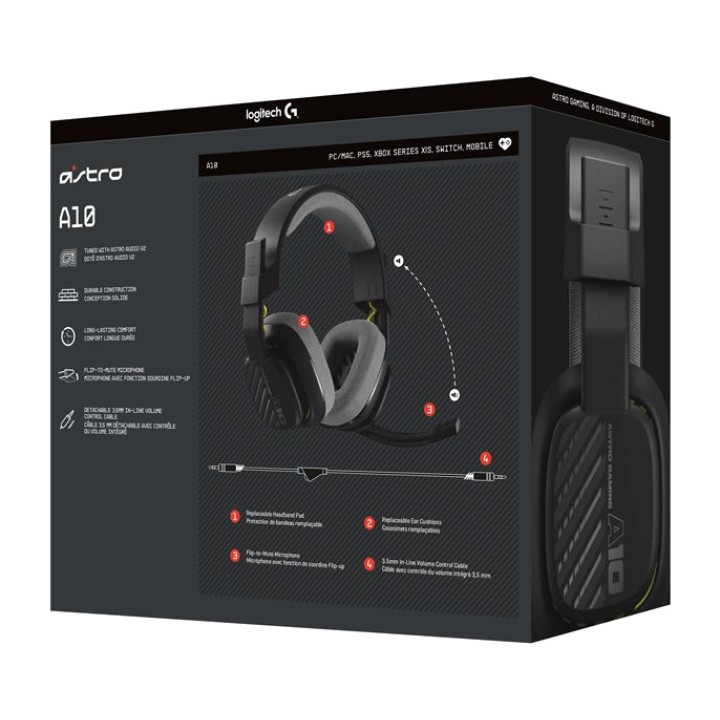 LOGITECH Auriculares gaming con cable y micrófono ASTRO A10