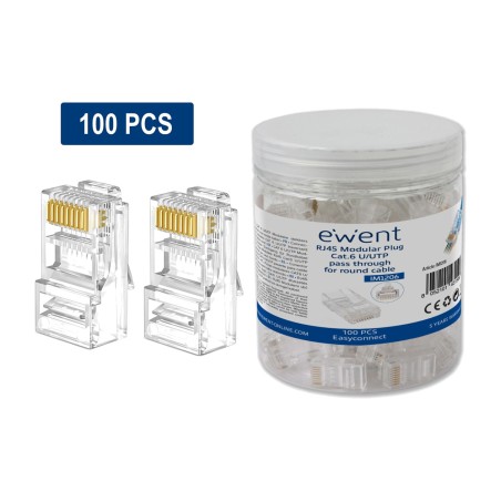 pack de 100 conectores de red rj45 pasantes im1206 cat6 u/utp awg23-26