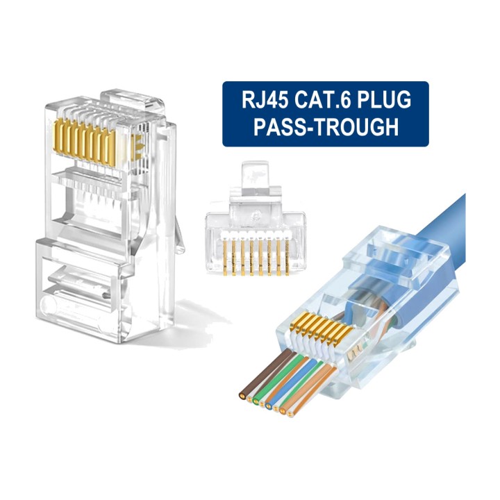 EWENT Pack de 100 conectores de red RJ45 pasantes IM1206